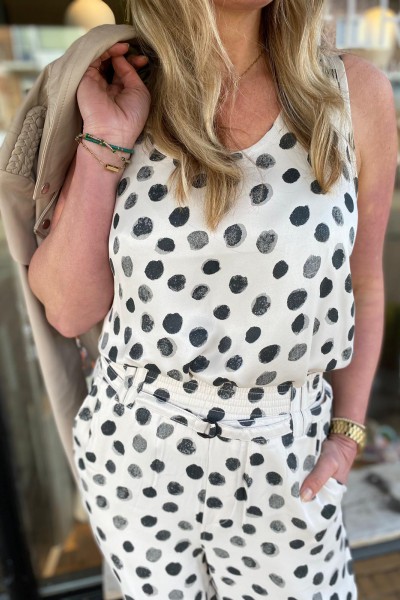10 Days Satin top painted  light safari dot 