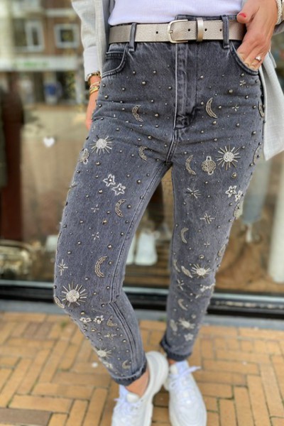 Homage Jeans Marilyn Straight jeans With embellishmen - Acid grey