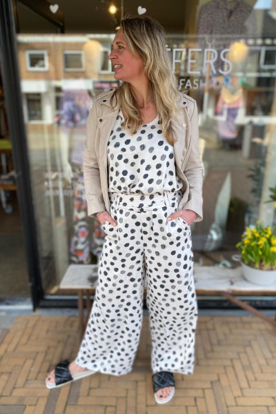 10 Days Satin wide pants painted dot light safari 