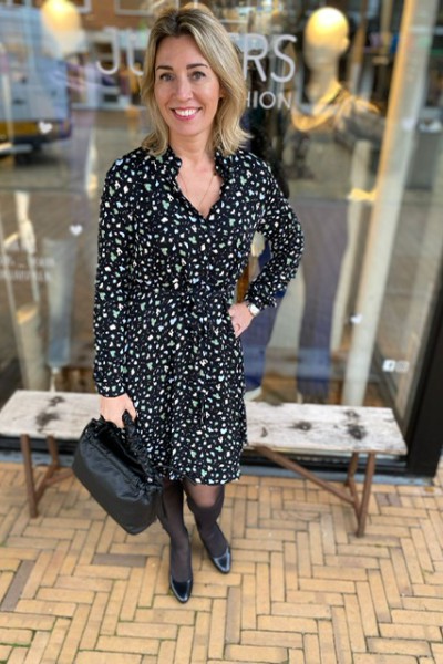 Selected femme Fiola Dress-Black green flowers