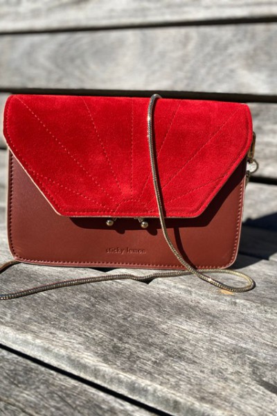 Sticky sis club bag colore faded burgundy + poppy red